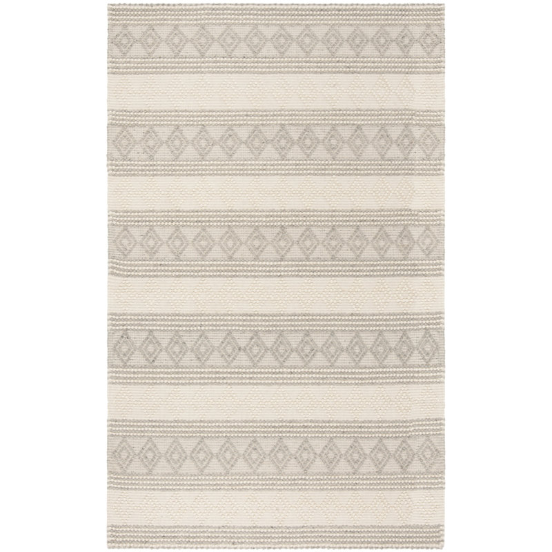 Gracie Oaks Diara Geometric Handmade Flatweave Wool/Cotton Gray/Ivory